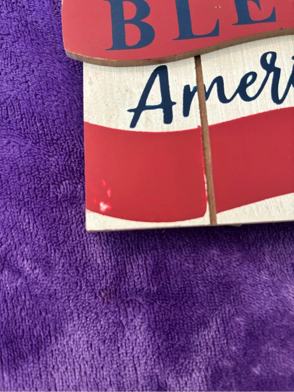 God Bless America Plaque with Red and Blue Candles